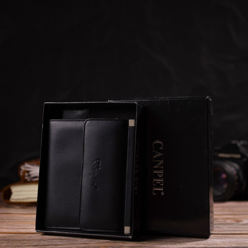 Ультрамодний гаманець для жінок з натуральної гладкої шкіри CANPELLINI Чорний