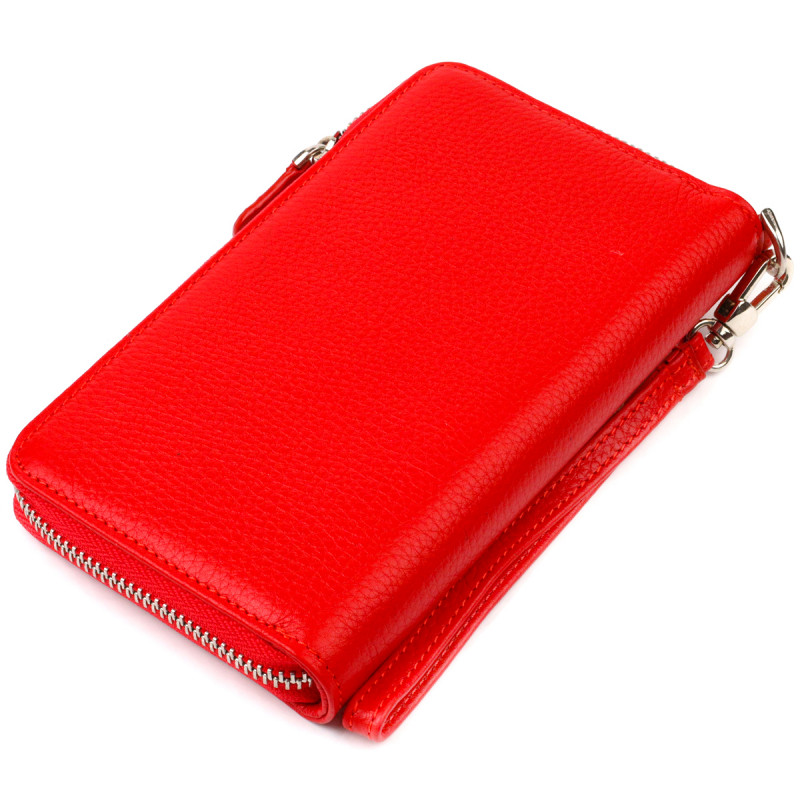 Яскравий гаманець-клатч для жінок із натуральної шкіри CANPELLINI Червоний