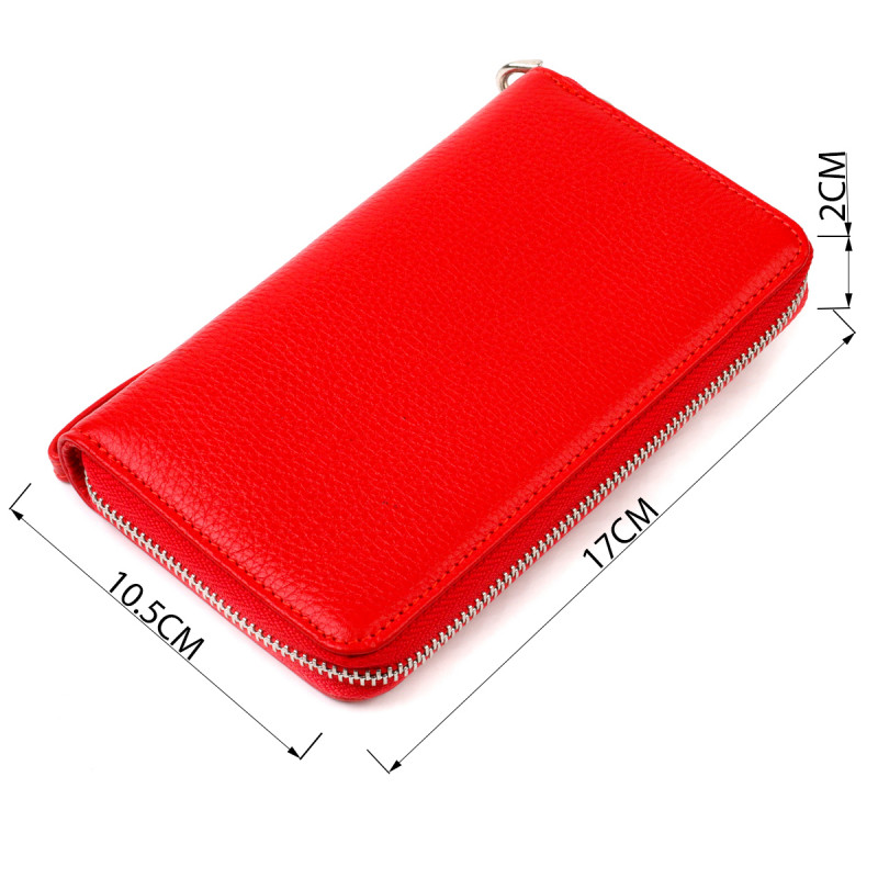 Яскравий гаманець-клатч для жінок із натуральної шкіри CANPELLINI Червоний