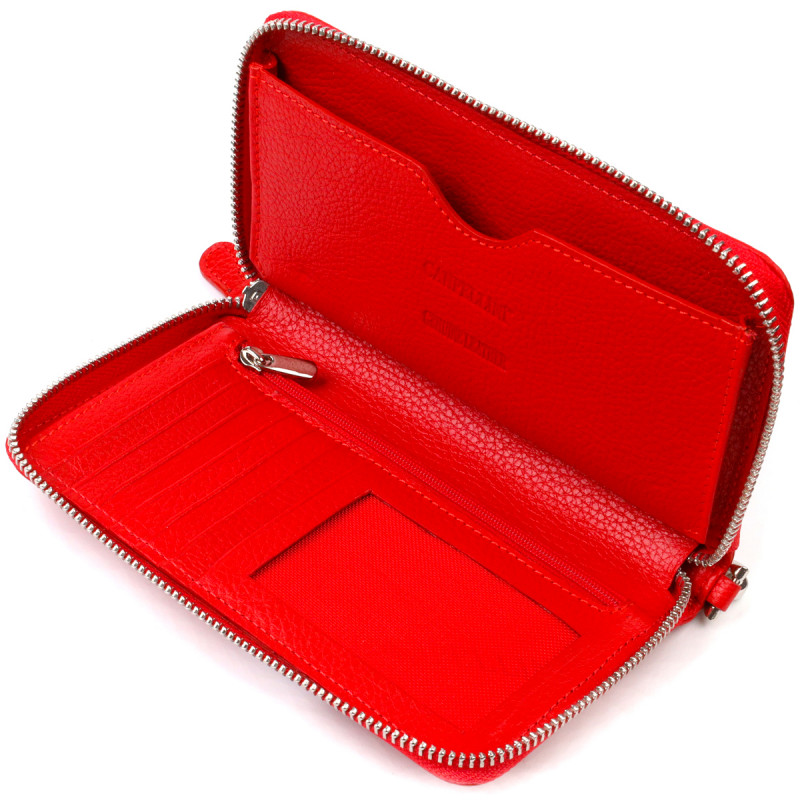 Яскравий гаманець-клатч для жінок із натуральної шкіри CANPELLINI Червоний