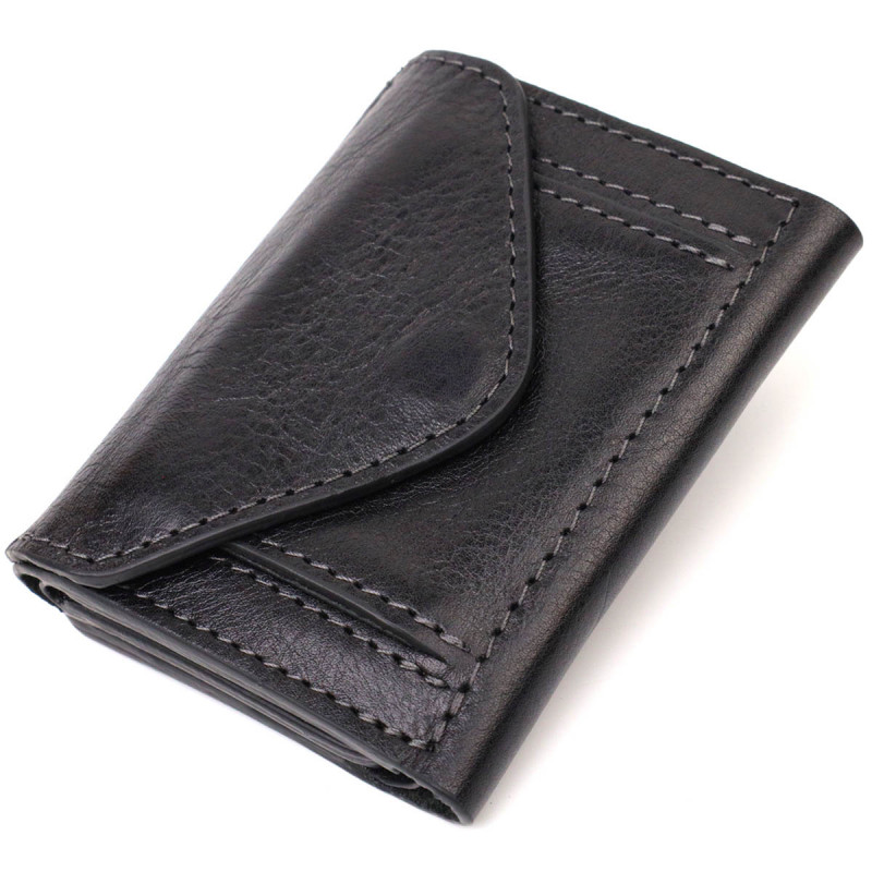 Практичное портмоне унісекс у три складання GRANDE PELLE Чорний