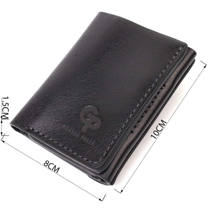 Практичное портмоне унісекс у три складання GRANDE PELLE Чорний