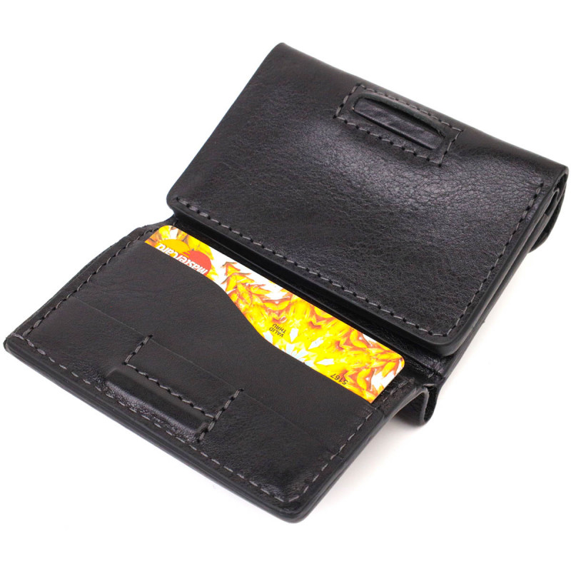 Практичное портмоне унісекс у три складання GRANDE PELLE Чорний