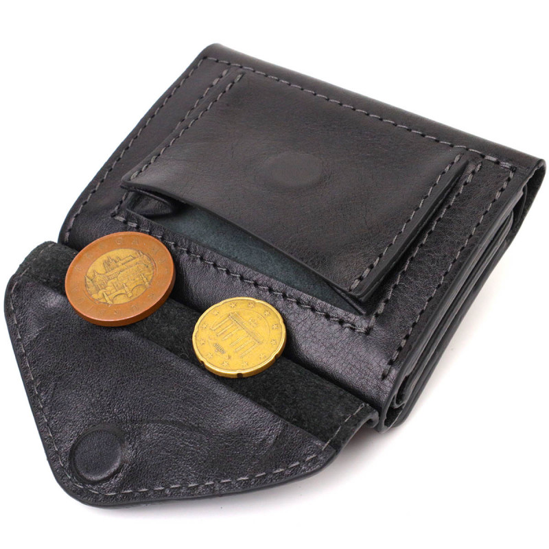 Практичное портмоне унісекс у три складання GRANDE PELLE Чорний