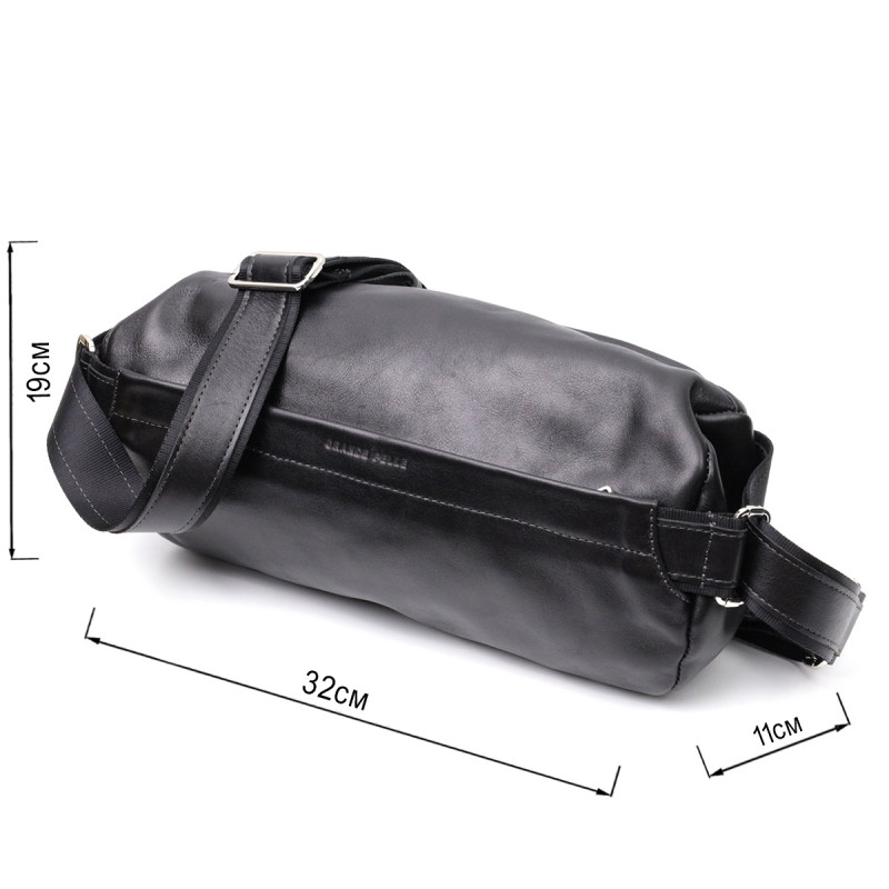 Оригінальна сумка через плече з натуральної шкіри GRANDE PELLE Чорна