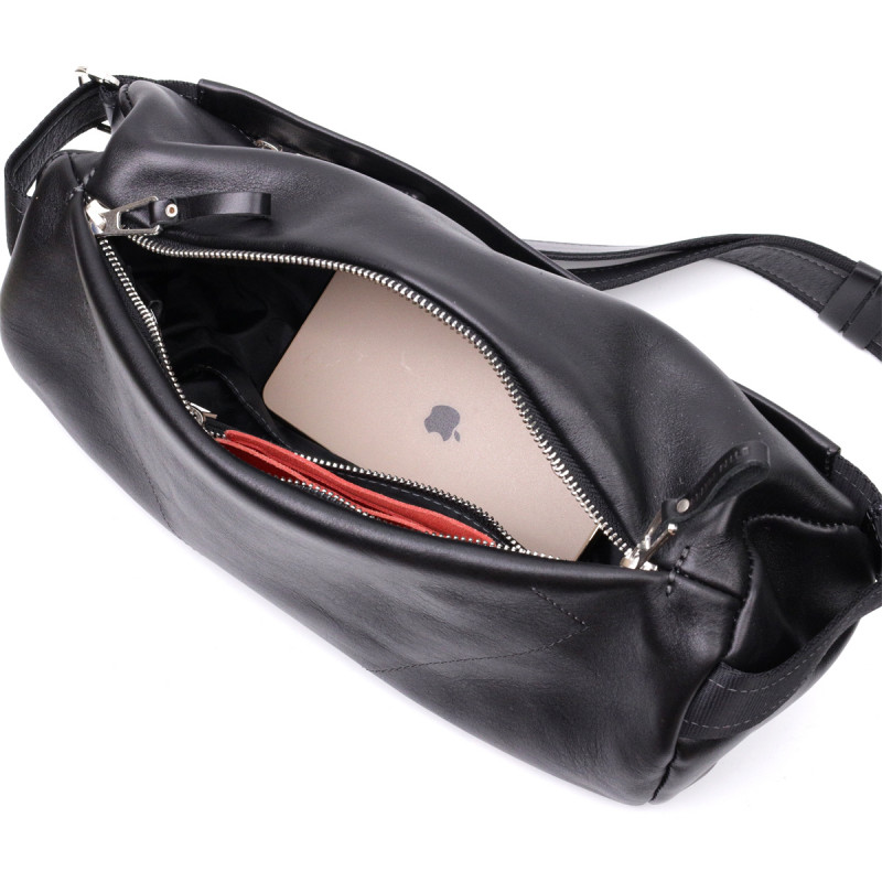 Оригінальна сумка через плече з натуральної шкіри GRANDE PELLE Чорна