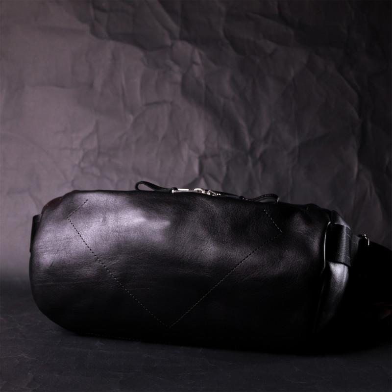 Оригінальна сумка через плече з натуральної шкіри GRANDE PELLE Чорна