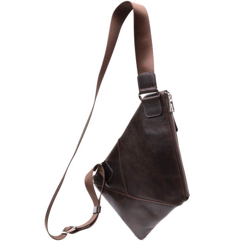 Стильна чоловіча сумка на плечі із натуральної шкіри GRANDE PELLE Коричнева