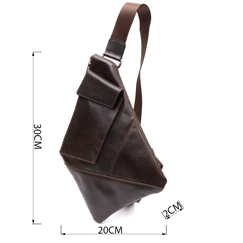 Стильна чоловіча сумка на плечі із натуральної шкіри GRANDE PELLE Коричнева