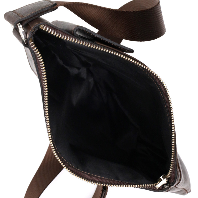 Стильна чоловіча сумка на плечі із натуральної шкіри GRANDE PELLE Коричнева