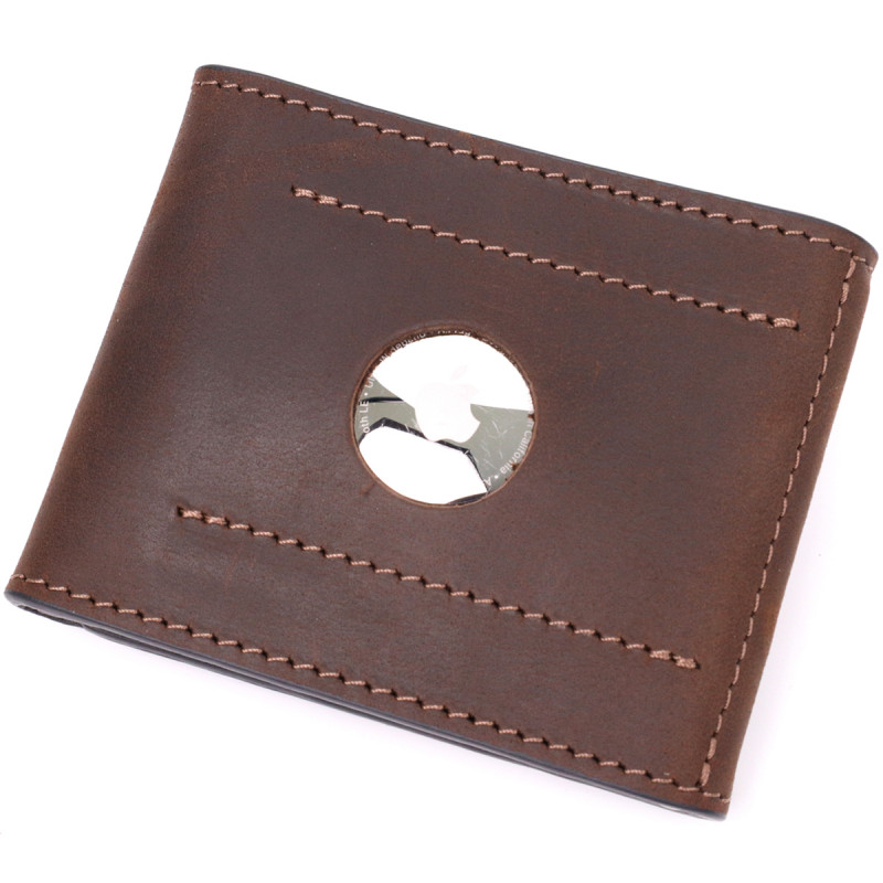 Надійний шкіряний затискач для грошей з тримачем Apple AirTag GRANDE PELLE Коричневий
