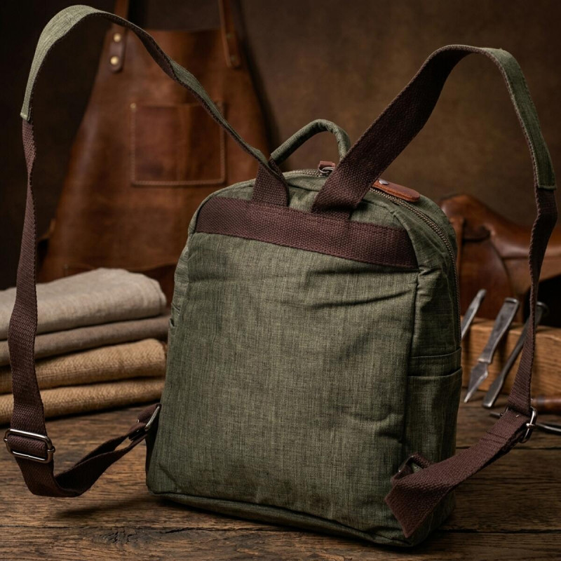 Практичний чоловічий рюкзак з текстилю Vintage Оливковий