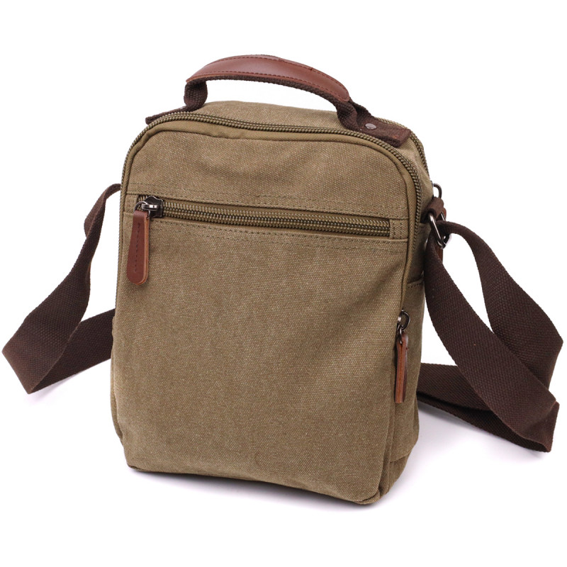 Сумка почтальонка на плечо из плотного текстиля Vintage Оливковый