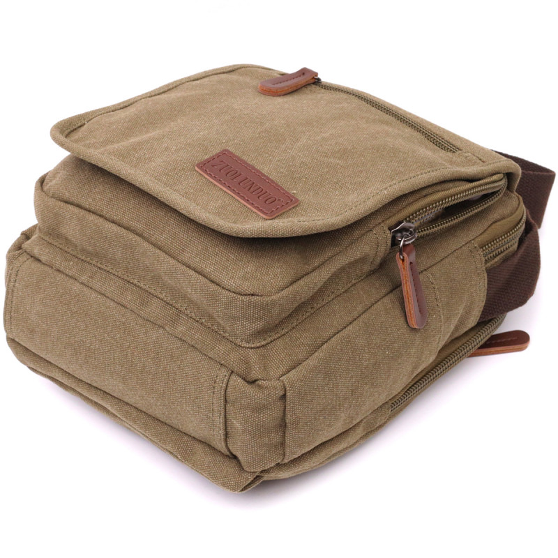 Сумка почтальонка на плечо из плотного текстиля Vintage Оливковый