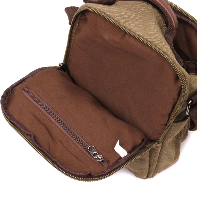 Сумка почтальонка на плечо из плотного текстиля Vintage Оливковый