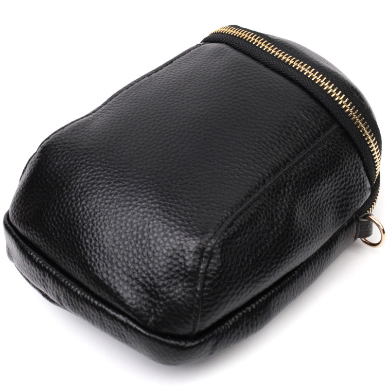 Невелика сумка цікавого формату з м'якої натуральної шкіри Vintage Чорна