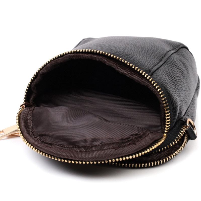 Невелика сумка цікавого формату з м'якої натуральної шкіри Vintage Чорна