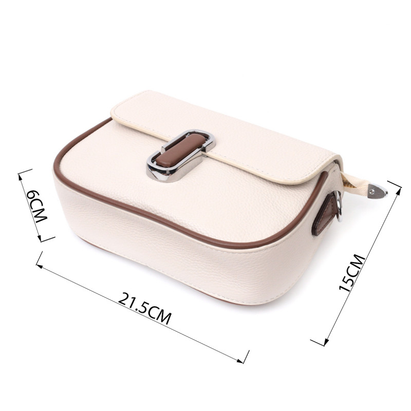 Полукруглая сумка для женщин с интересным магнитом-защелкой из натуральной кожи Vintage Белая