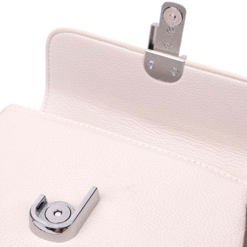 Полукруглая сумка для женщин с интересным магнитом-защелкой из натуральной кожи Vintage Белая