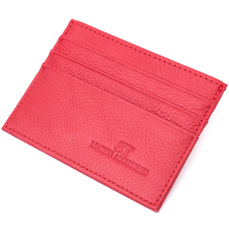 Яркий кард-кейс из натуральной кожи ST Leather Красный