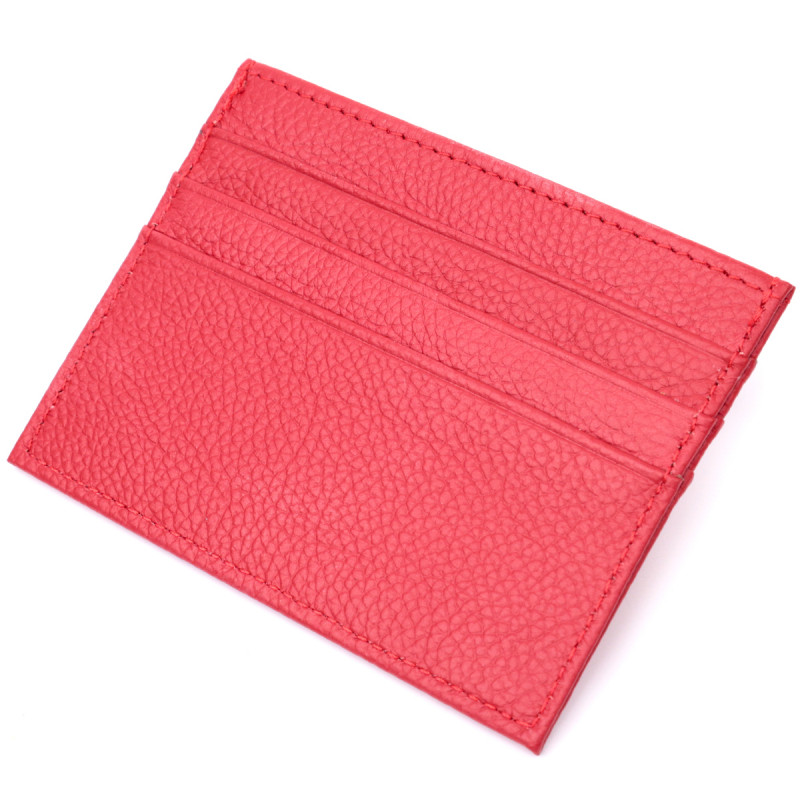 Яркий кард-кейс из натуральной кожи ST Leather Красный