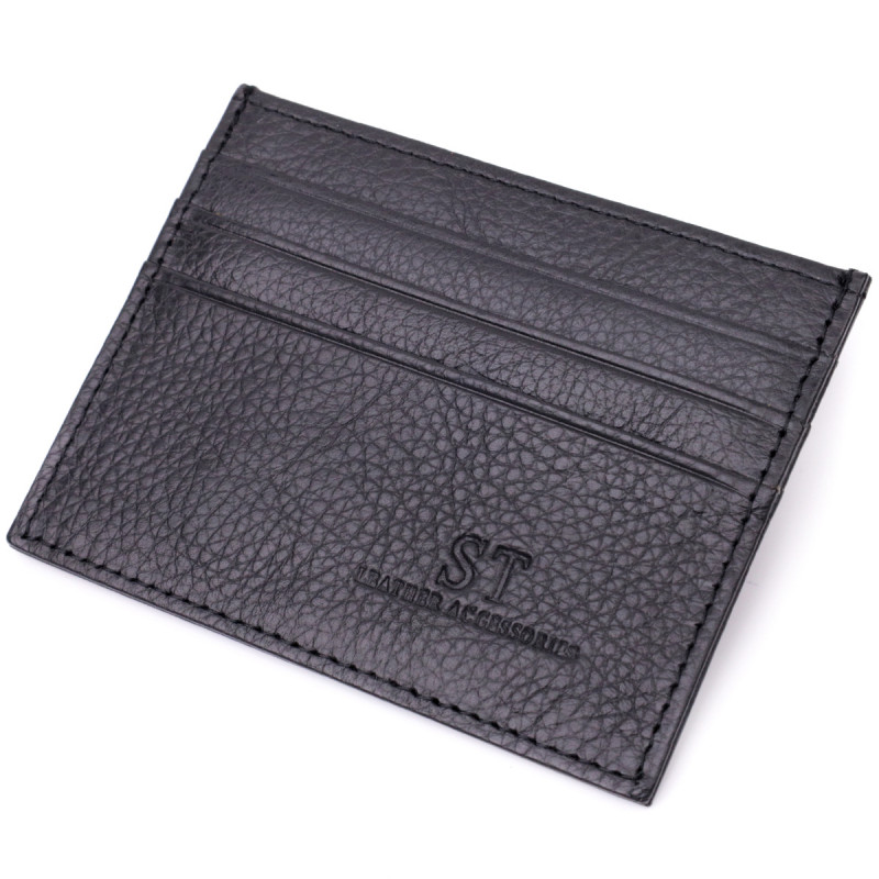 Стильный кард-кейс из натуральной кожи ST Leather Черный