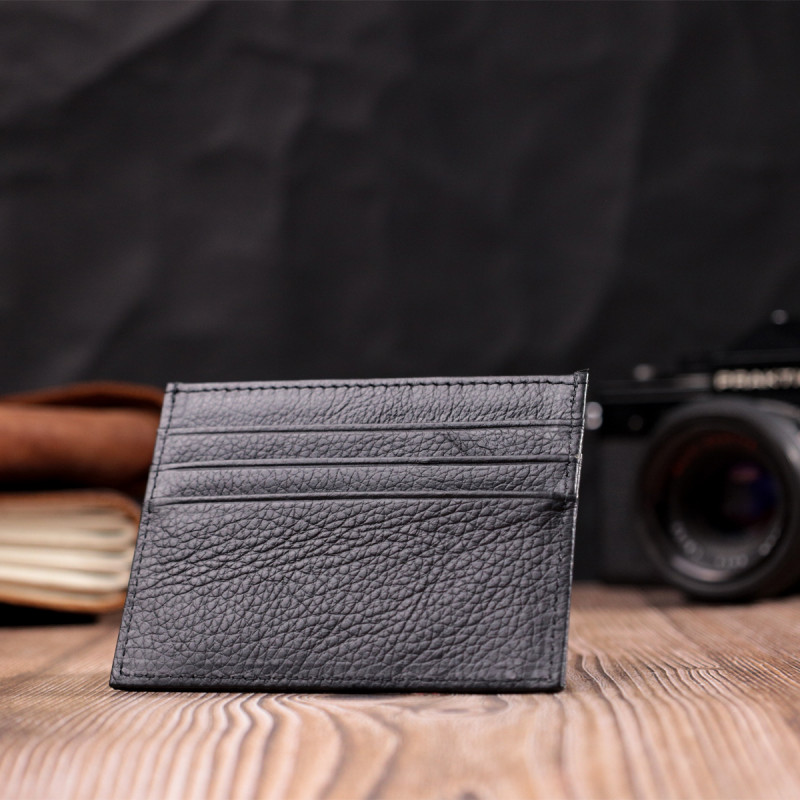 Стильный кард-кейс из натуральной кожи ST Leather Черный