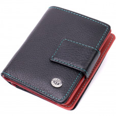Вертикальный небольшой женский кошелек из натуральной кожи ST Leather Черный