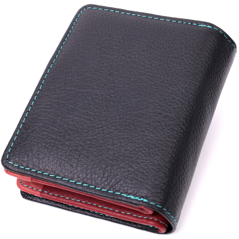Вертикальний невеликий жіночий гаманець із натуральної шкіри ST Leather Чорний