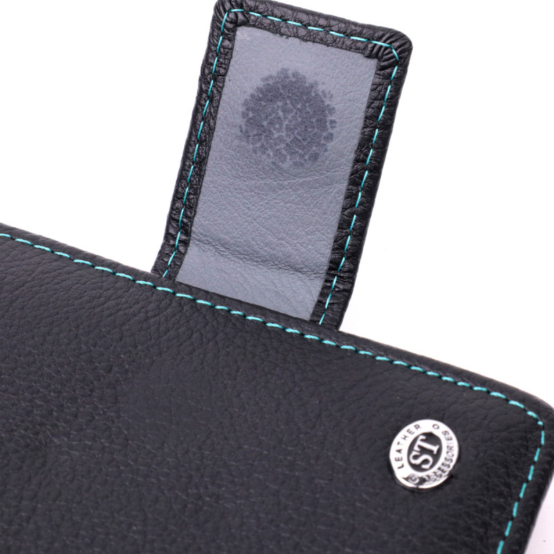 Вертикальний невеликий жіночий гаманець із натуральної шкіри ST Leather Чорний