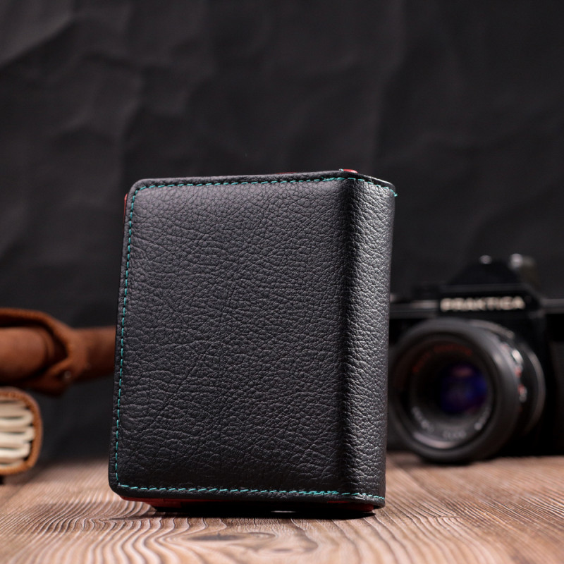 Вертикальний невеликий жіночий гаманець із натуральної шкіри ST Leather Чорний