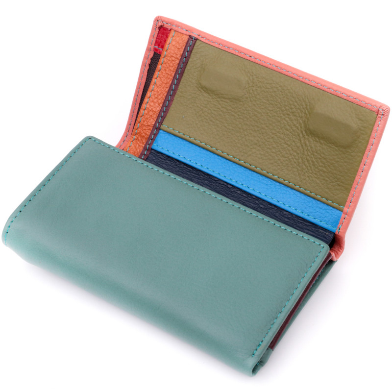 Красивый женский кожаный кошелек в три сложения ST Leather Разноцветный
