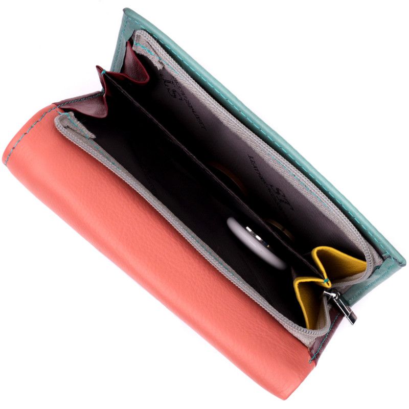 Красивый женский кожаный кошелек в три сложения ST Leather Разноцветный