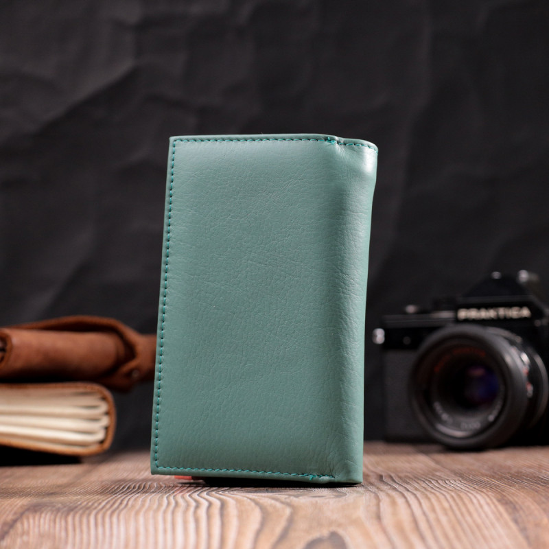 Красивый женский кожаный кошелек в три сложения ST Leather Разноцветный