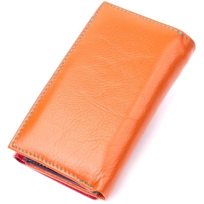 Кожаный кошелек в три сложения для женщин ST Leather Разноцветный