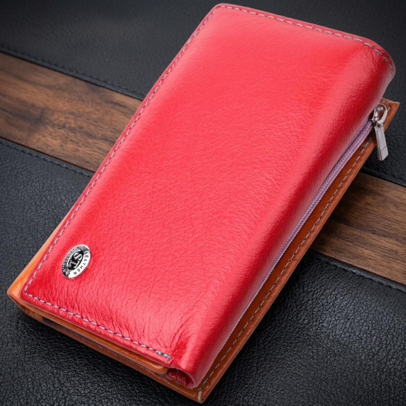 Кожаный кошелек в три сложения для женщин ST Leather Разноцветный