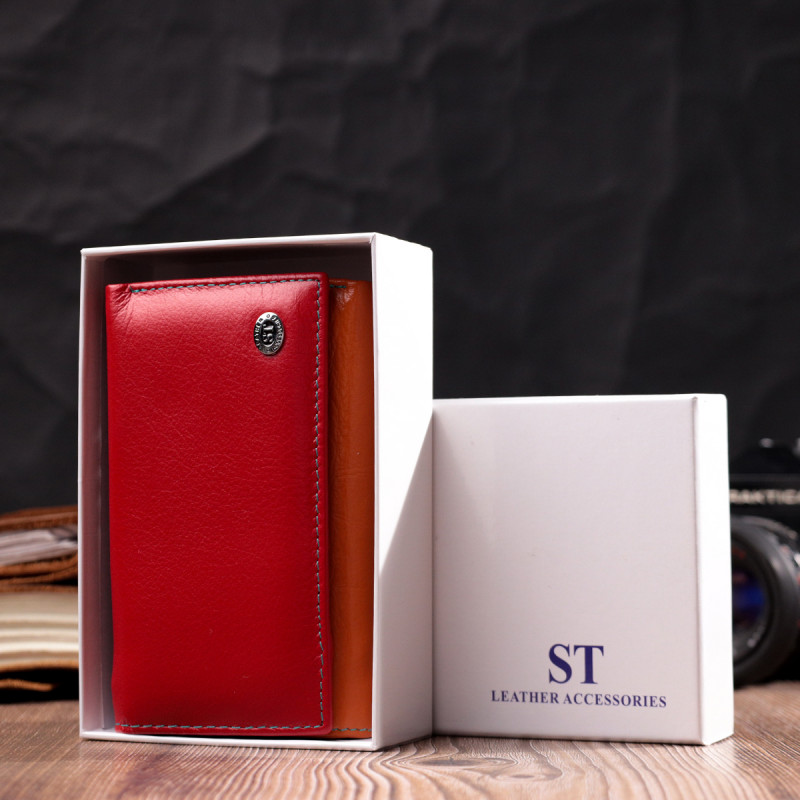 Кожаный кошелек в три сложения для женщин ST Leather Разноцветный