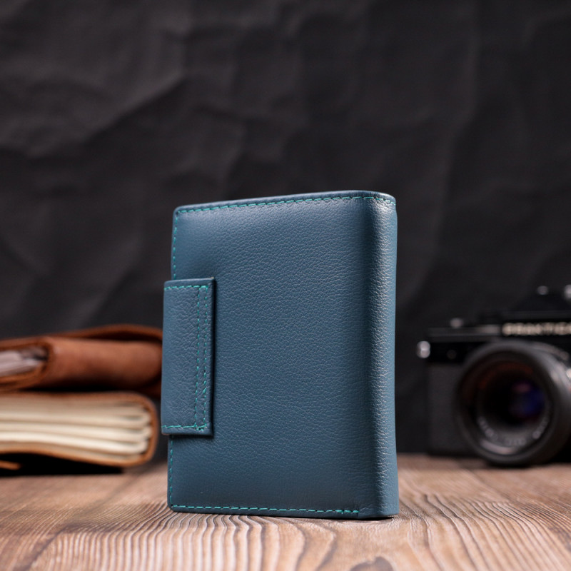 Жіноче портмоне з оригінальною монетницею з натуральної шкіри ST Leather Бірюзовий