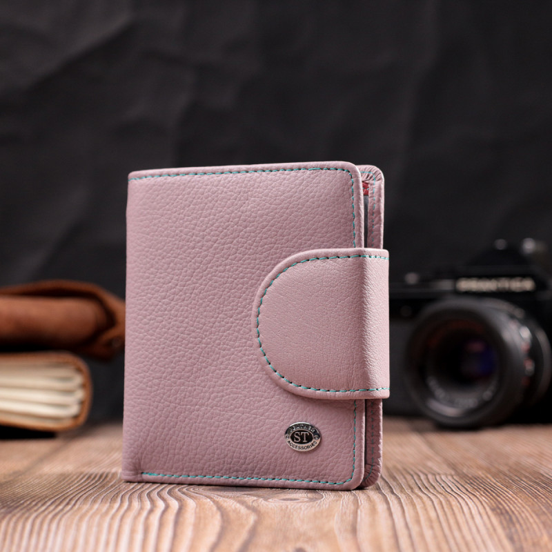 Портмоне с монетницей снаружи для стильных женщин кожаное ST Leather Бежевый