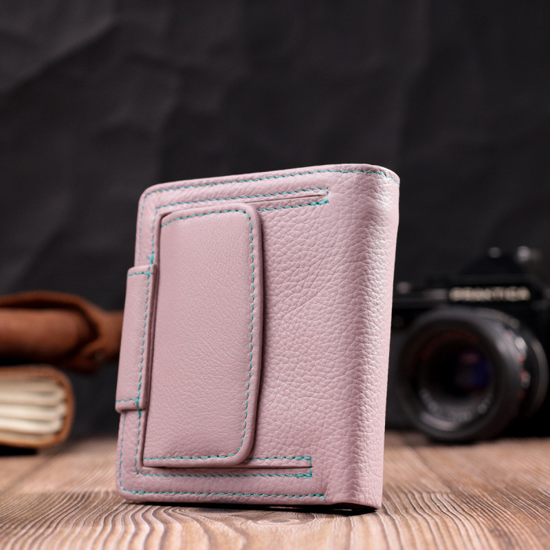 Портмоне с монетницей снаружи для стильных женщин кожаное ST Leather Бежевый