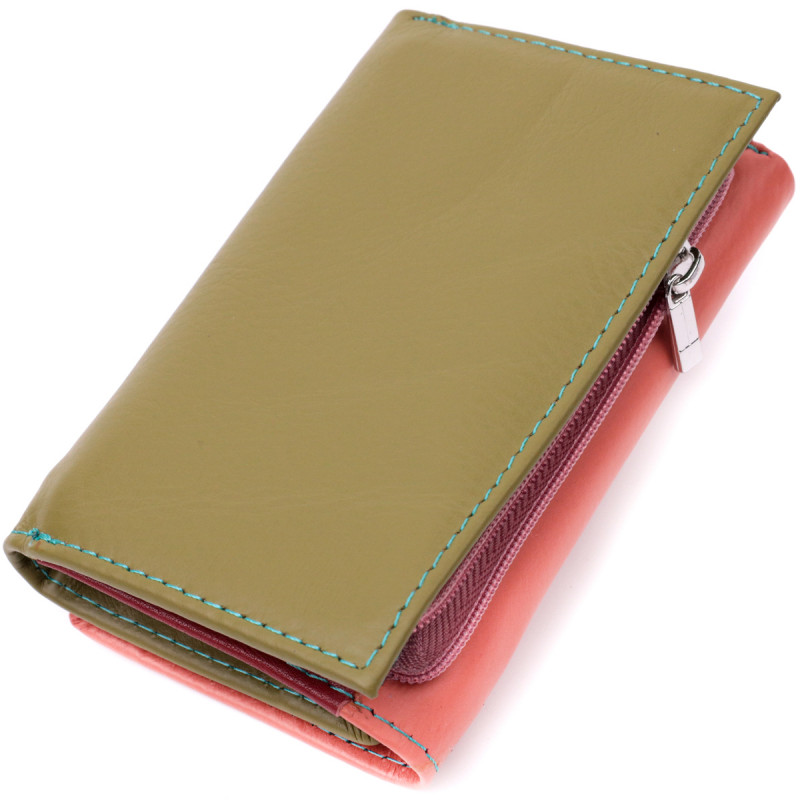 Модный женский кошелек из качественной натуральной кожи ST Leather Разноцветный