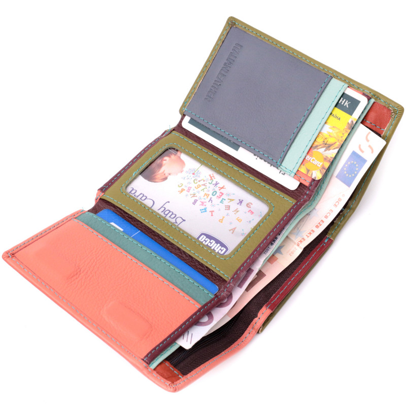 Модный женский кошелек из качественной натуральной кожи ST Leather Разноцветный