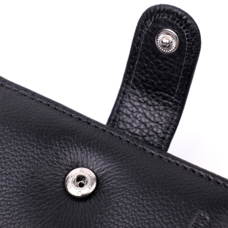 Мужской бумажник среднего размера из натуральной кожи ST Leather Черный