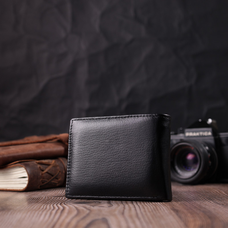 Чоловічий гаманець-затиск з натуральної шкіри ST Leather Чорний