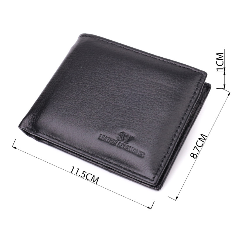 Мужской кошелек-зажим из натуральной кожи ST Leather Черный
