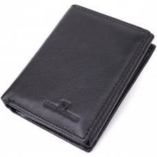 Вертикальный кошелек для стильных мужчин из натуральной кожи ST Leather Черный