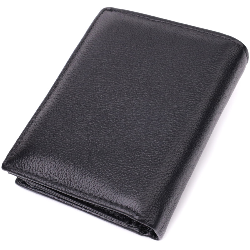 Вертикальный кошелек для стильных мужчин из натуральной кожи ST Leather Черный