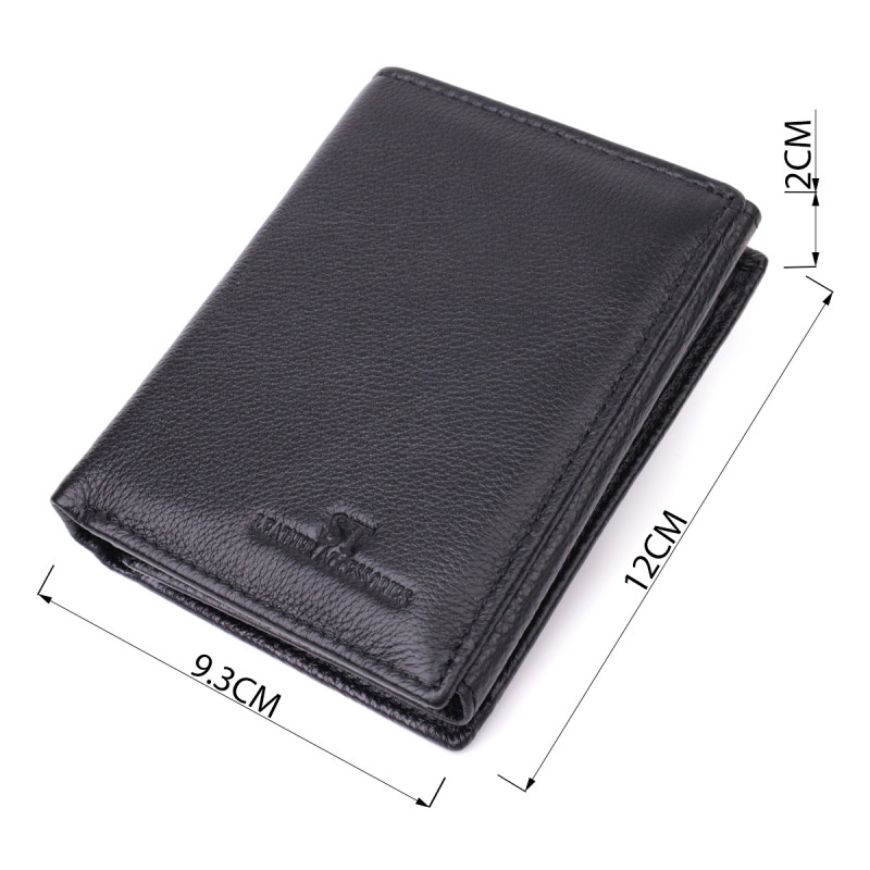 Вертикальный кошелек для стильных мужчин из натуральной кожи ST Leather Черный