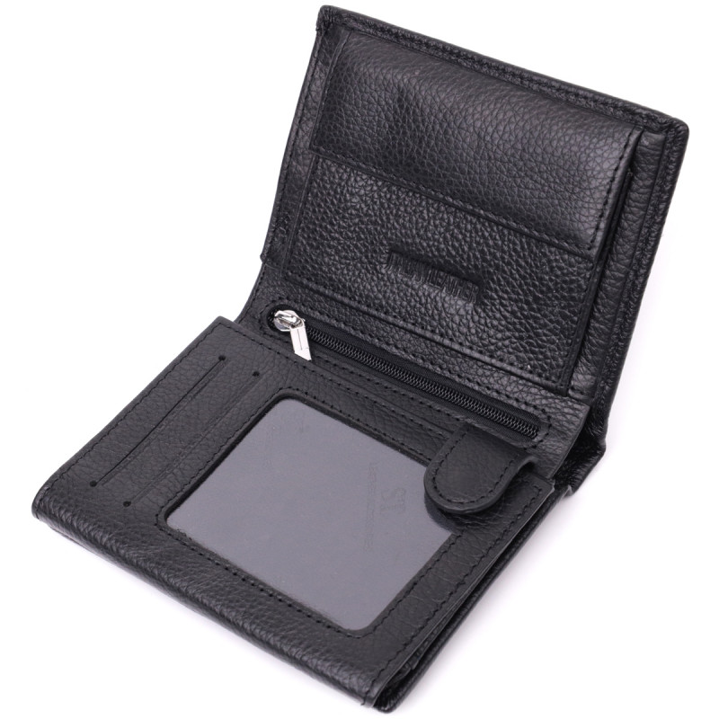 Вертикальный кошелек для стильных мужчин из натуральной кожи ST Leather Черный