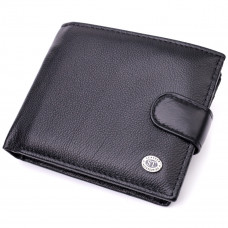 Мужской горизонтальный бумажник из натуральной кожи ST Leather Черный
